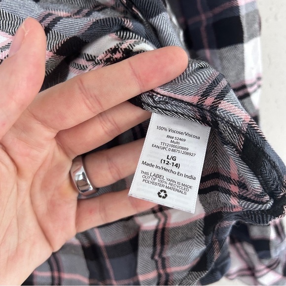 🦋 Time and Tru Plaid Button-Up Shirt Flannel Comfy Casual Large Soft - Picture 3 of 6